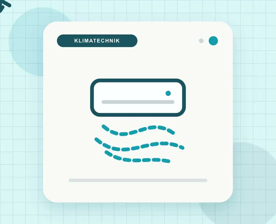 Animierte Planungsillustration zu Klimagerät und Luftführung